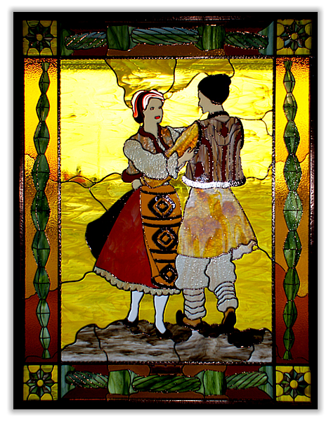 large traditional stained-glass window (architectural)