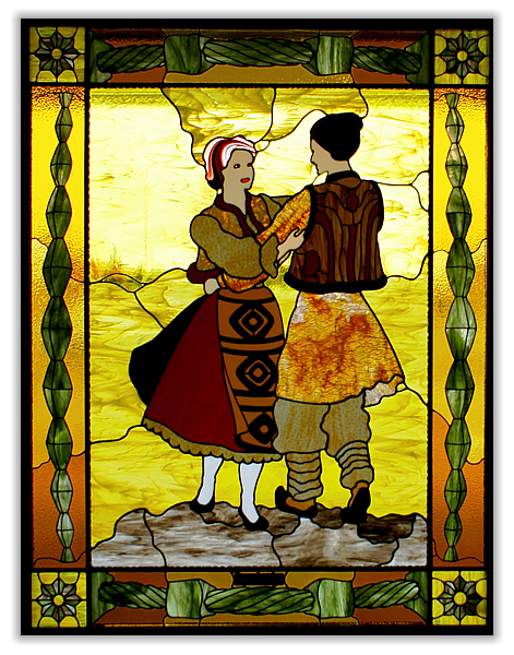 large traditional stained-glass window (architectural)