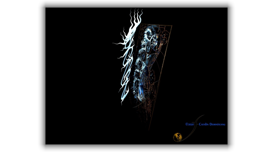 basorelief de artă contemporană în sticlă și metal