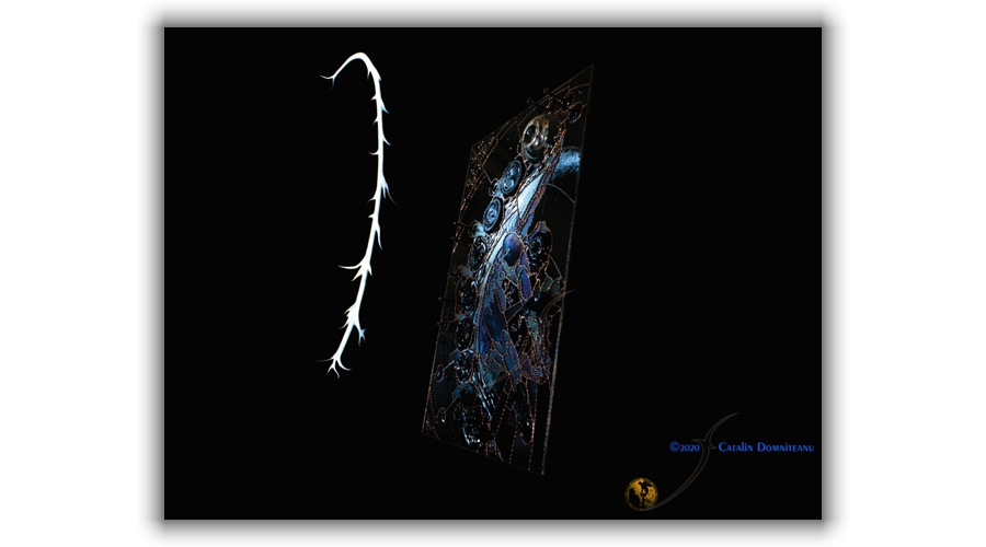 basorelief de artă contemporană în sticlă și metal