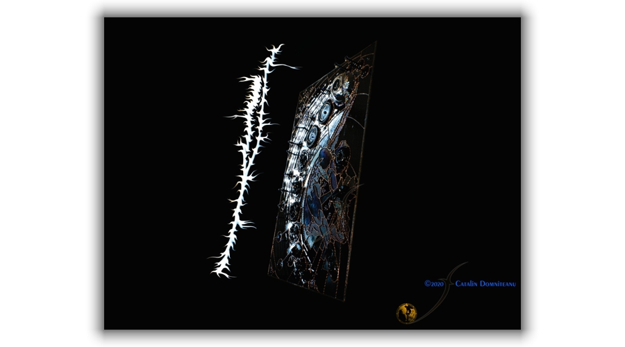 basorelief de artă contemporană în sticlă și metal