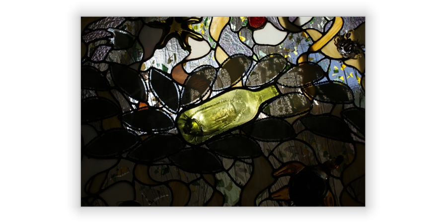 contemporary bas-relief artwork in glass & metal