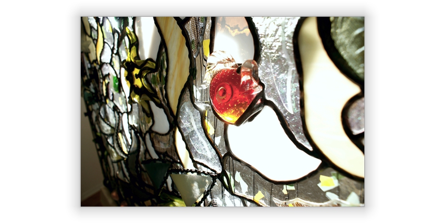 contemporary bas-relief artwork in glass & metal