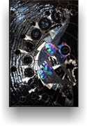 contemporary bas-relief artwork in glass & metal